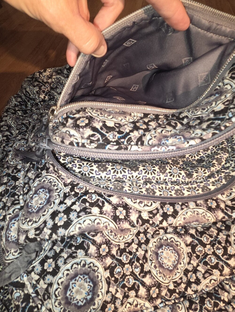 Vera Bradley Iconic Campus Backpack - Charcoal Medallion Quilted Cotton Laptop - Picture 14 of 14